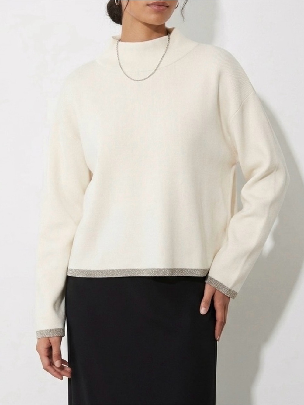 Maeve Anthropologie Cream Mock Neck Sweater NWT Sz Small